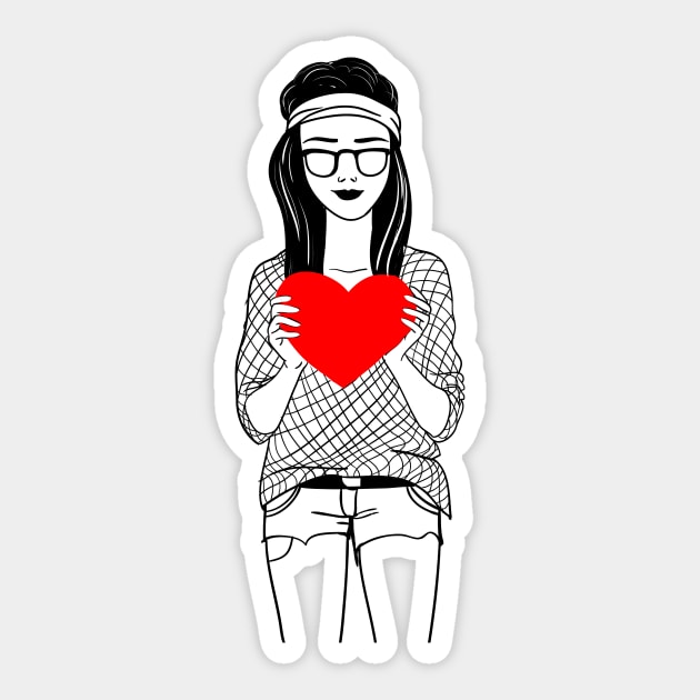 Stylish girl in shorts with big heart Sticker by fears